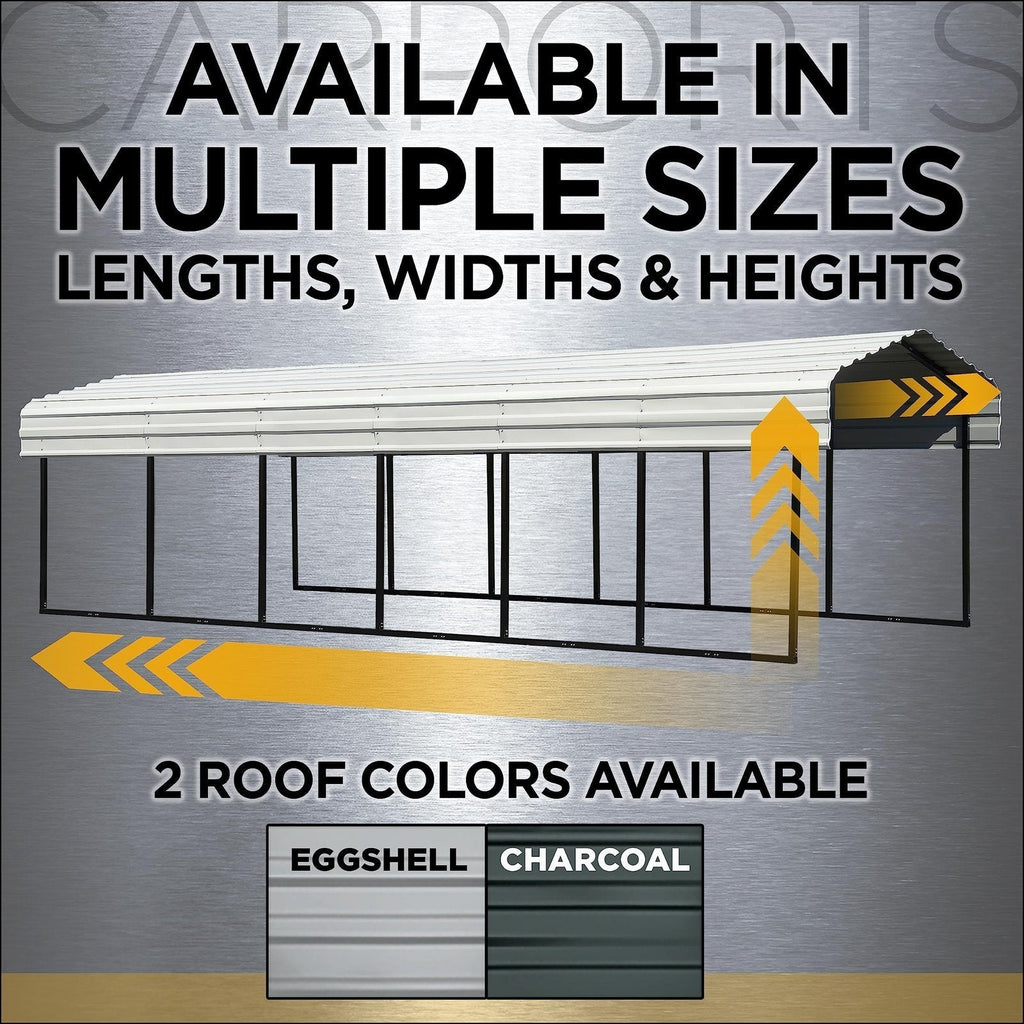 Arrow Carport, 12 ft. x 24ft. x 9ft. Charcoal 12′ x 24′ x 9′