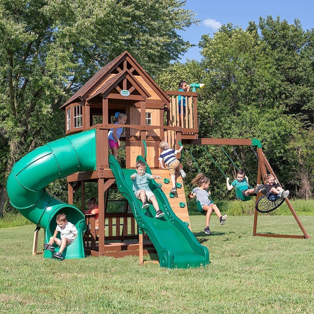Backyard Discovery Skyfort III Cedar Swing Set w/ Tube Slide – DIY