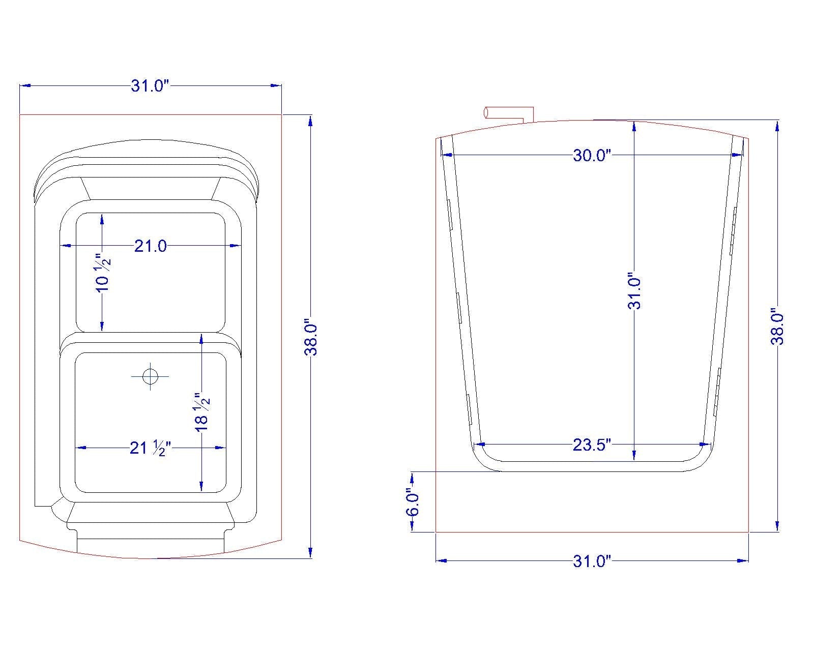 Avora Bath Walk in Right Hand Soaker Tub 38X33X38