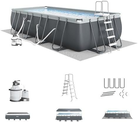 INTEX 26363EH Ultra XTR Deluxe Rectangular Above Ground Swimming Pool Set: 24ft x 12ft x 52in – Includes 2100 GPH Sand Filter Pump – Easy Assembly