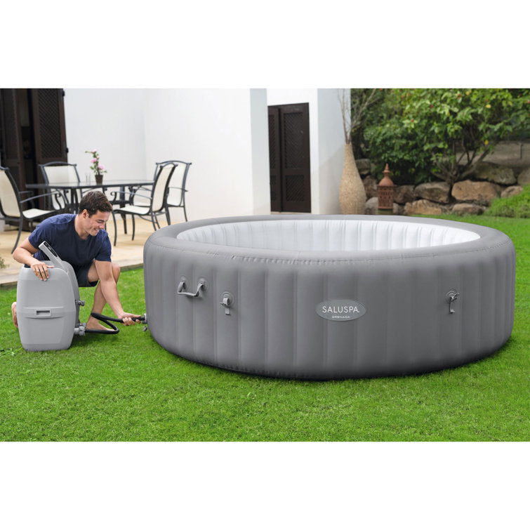 Bestway 8 – Person 190 – Jet Vinyl Round Inflatable Hot Tub in Gray
