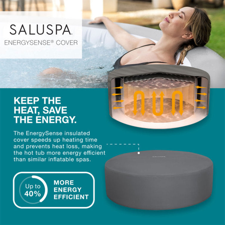 Bestway 8 – Person 190 – Jet Vinyl Round Inflatable Hot Tub in Gray