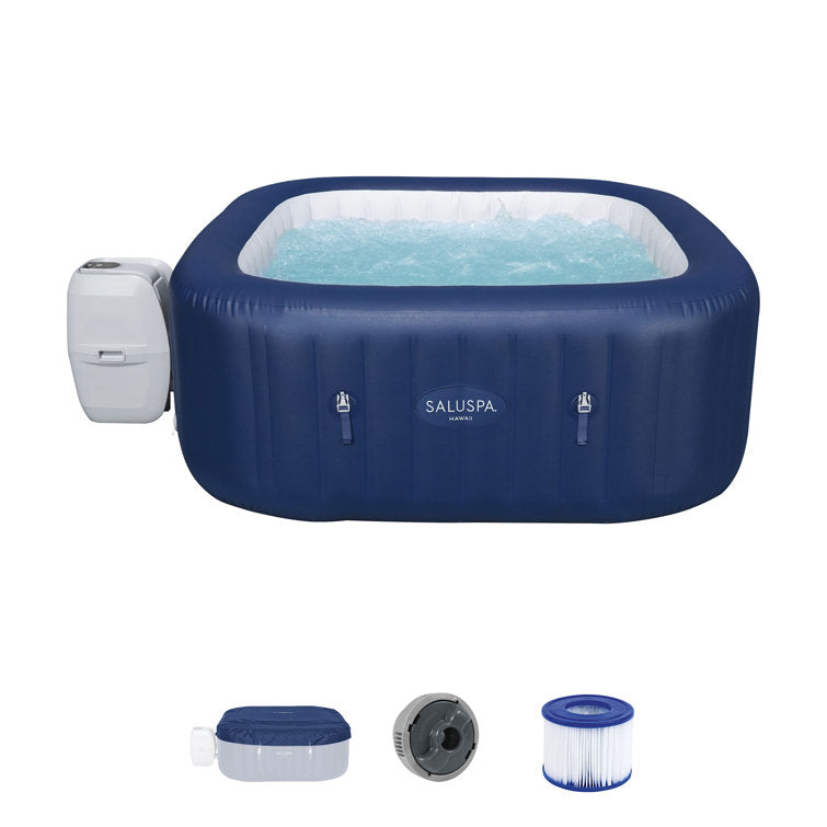 Bestway Saluspa Hawaii Airjet Inflatable Hot Tub With Energysense Cover, Blue