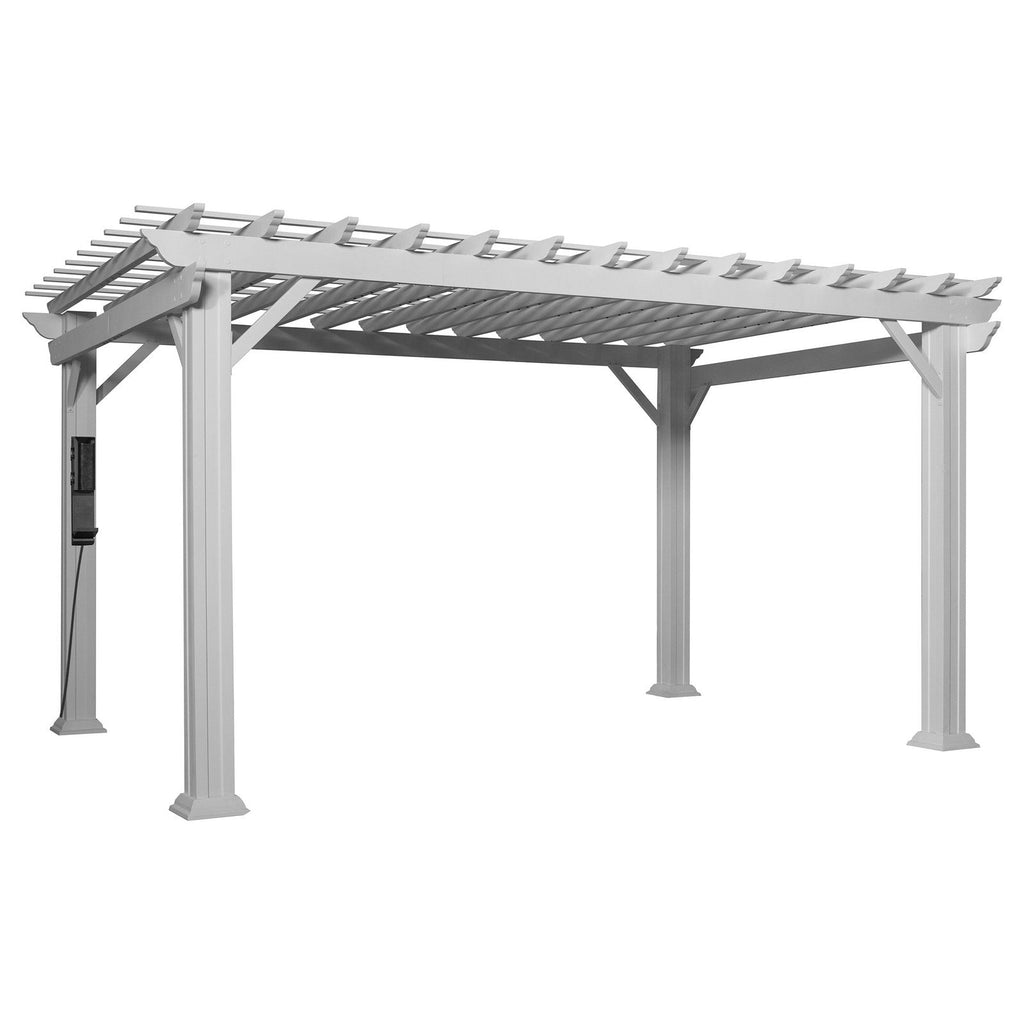 14×10 Hawthorne Traditional Steel Pergola With Sail Shade Soft Canopy