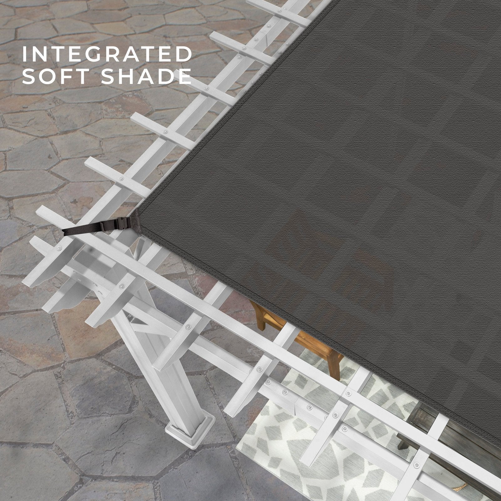 14×10 Hawthorne Traditional Steel Pergola With Sail Shade Soft Canopy