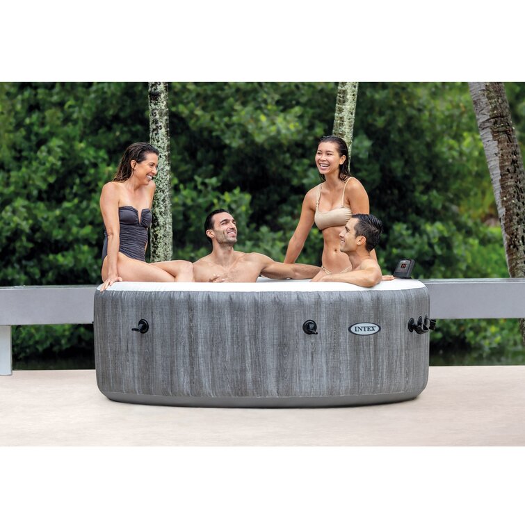 Intex 28439E Greywood Deluxe 4 Person Inflatable Hot Tub Bubble Jet Spa Kit