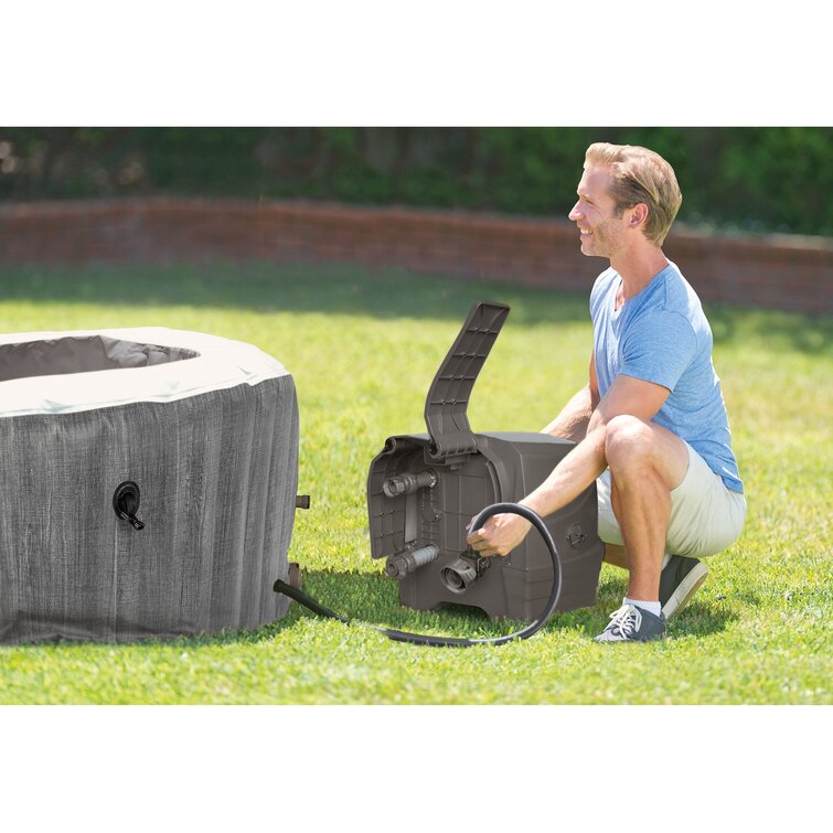 Intex Greywood Deluxe 4 Person Inflatable Hot Tub Bubble Jet Spa