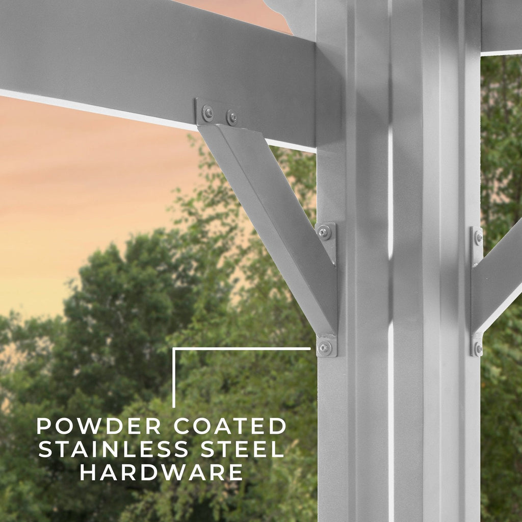 16×12 Hawthorne Traditional Steel Pergola With Sail Shade Soft Canopy