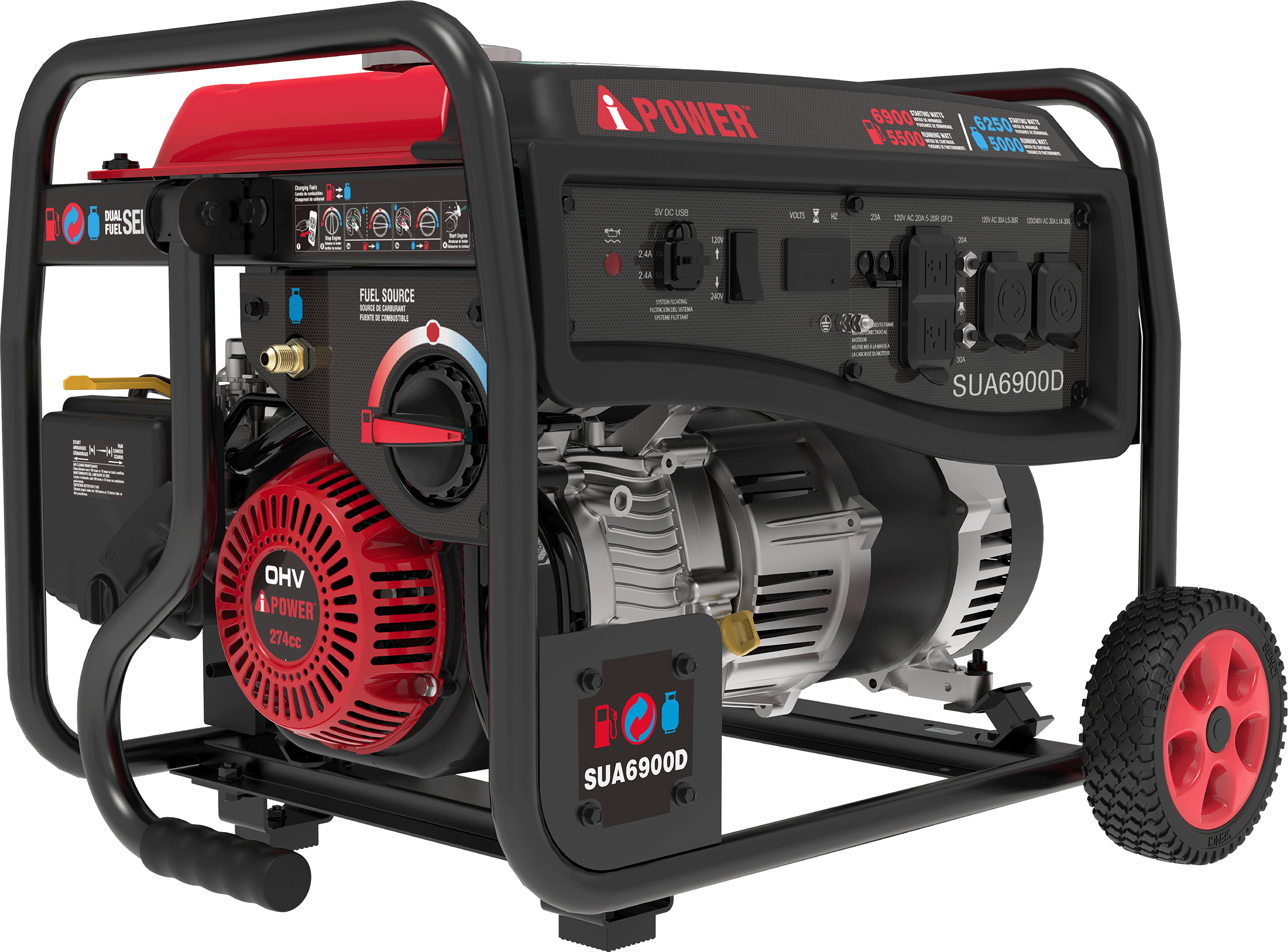 SUA6900D – 6900 Watt<br> Dual Fuel Portable Generator