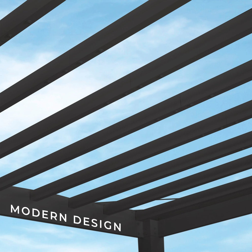 14×12 Trenton Modern Steel Pergola With Sail Shade Soft Canopy