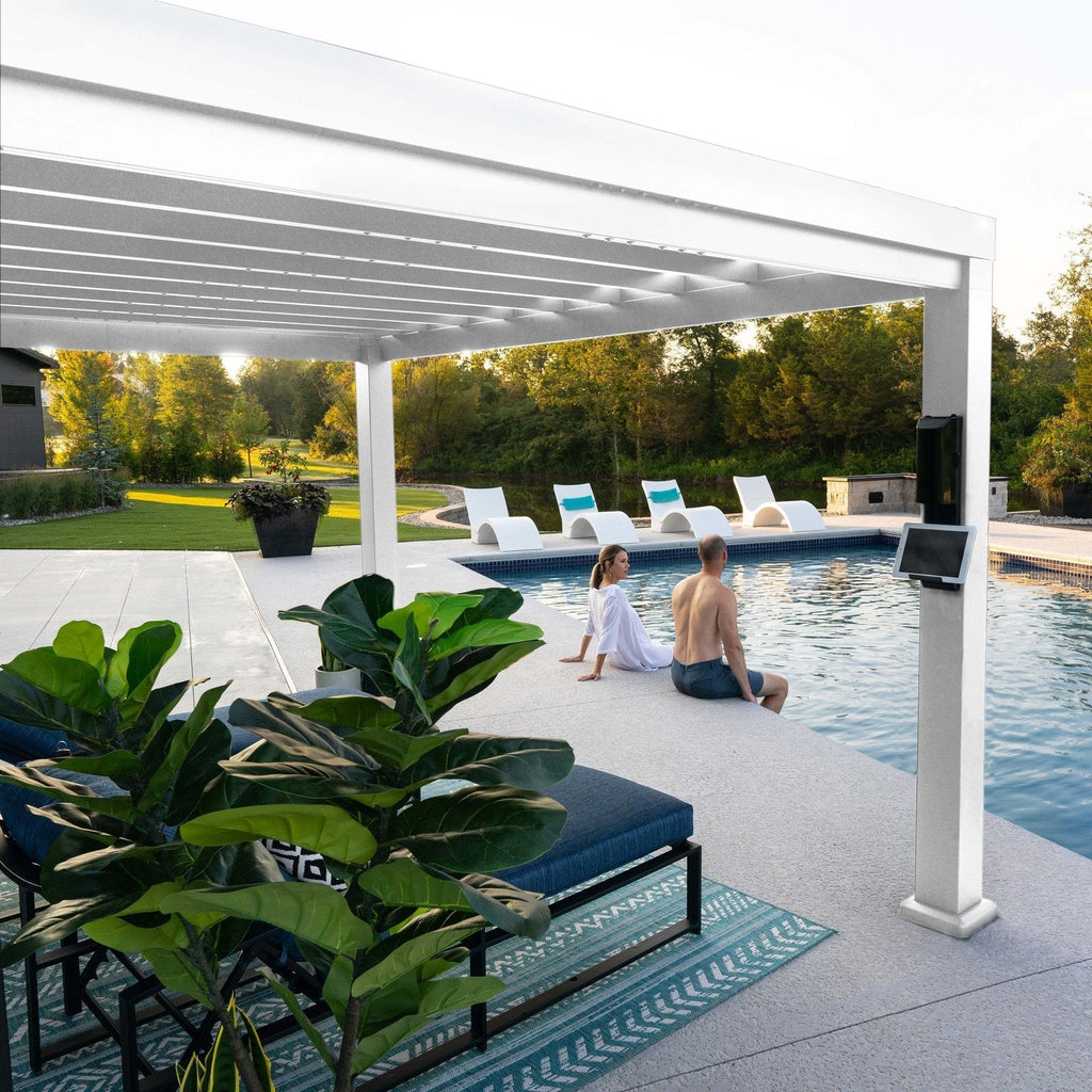 14×12 Windham Modern Steel Pergola With Sail Shade Soft Canopy