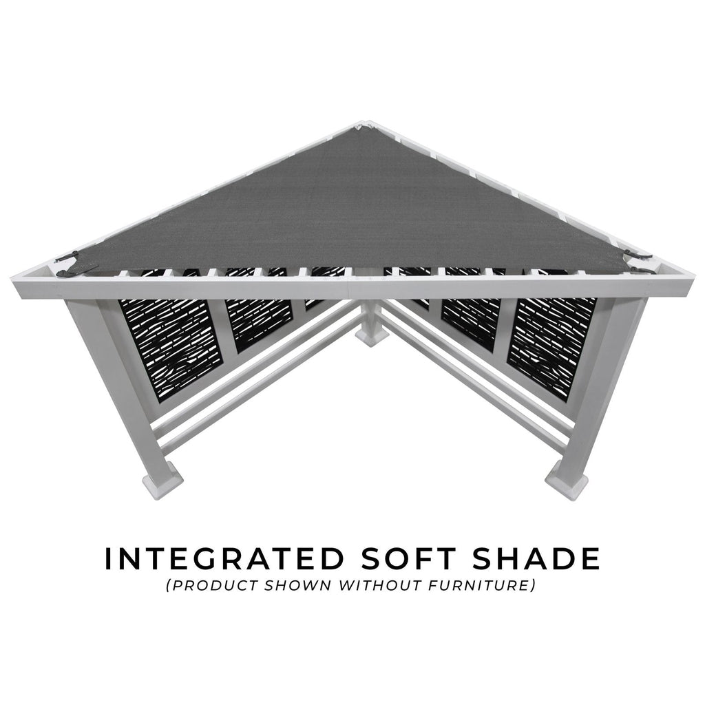 Ridgedale Modern Steel Cabana Pergola with Conversational Seating