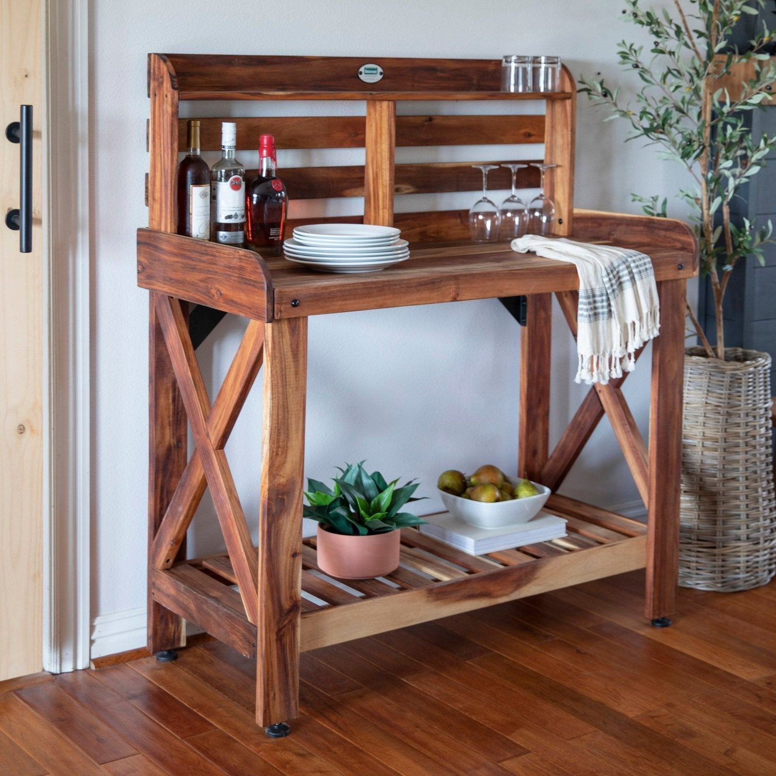 Potting Table/Bench/Serving Bar – Acacia Wood