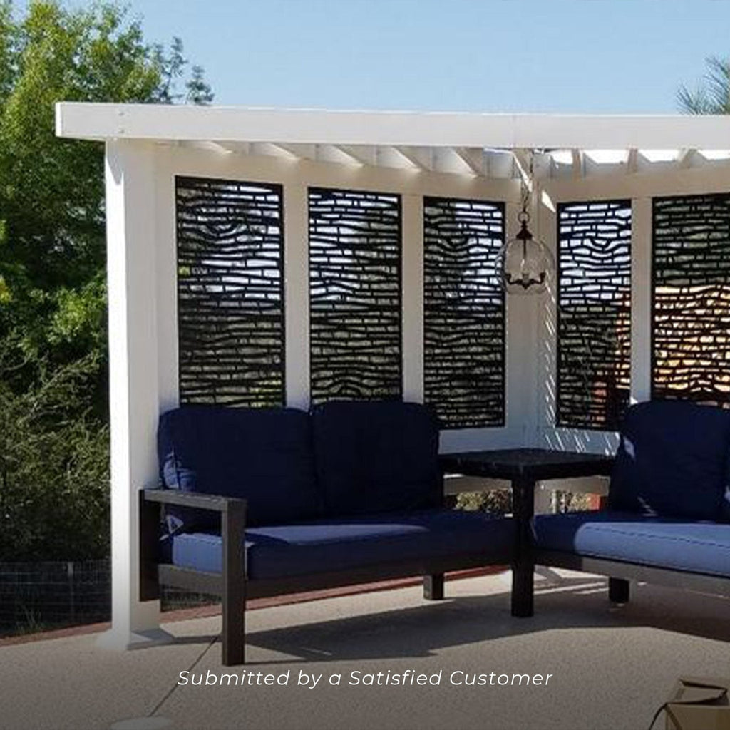 Ridgedale Modern Steel Cabana Pergola with Conversational Seating