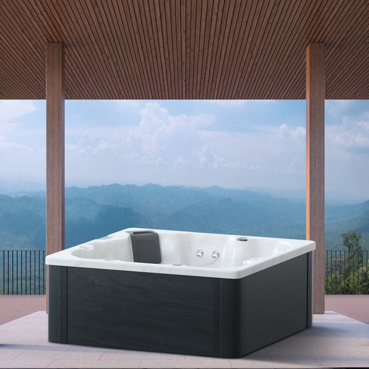 WSINC 5 – Person 32 – Jet Acrylic Square Hot Tub with Ozonator in Grey Oak