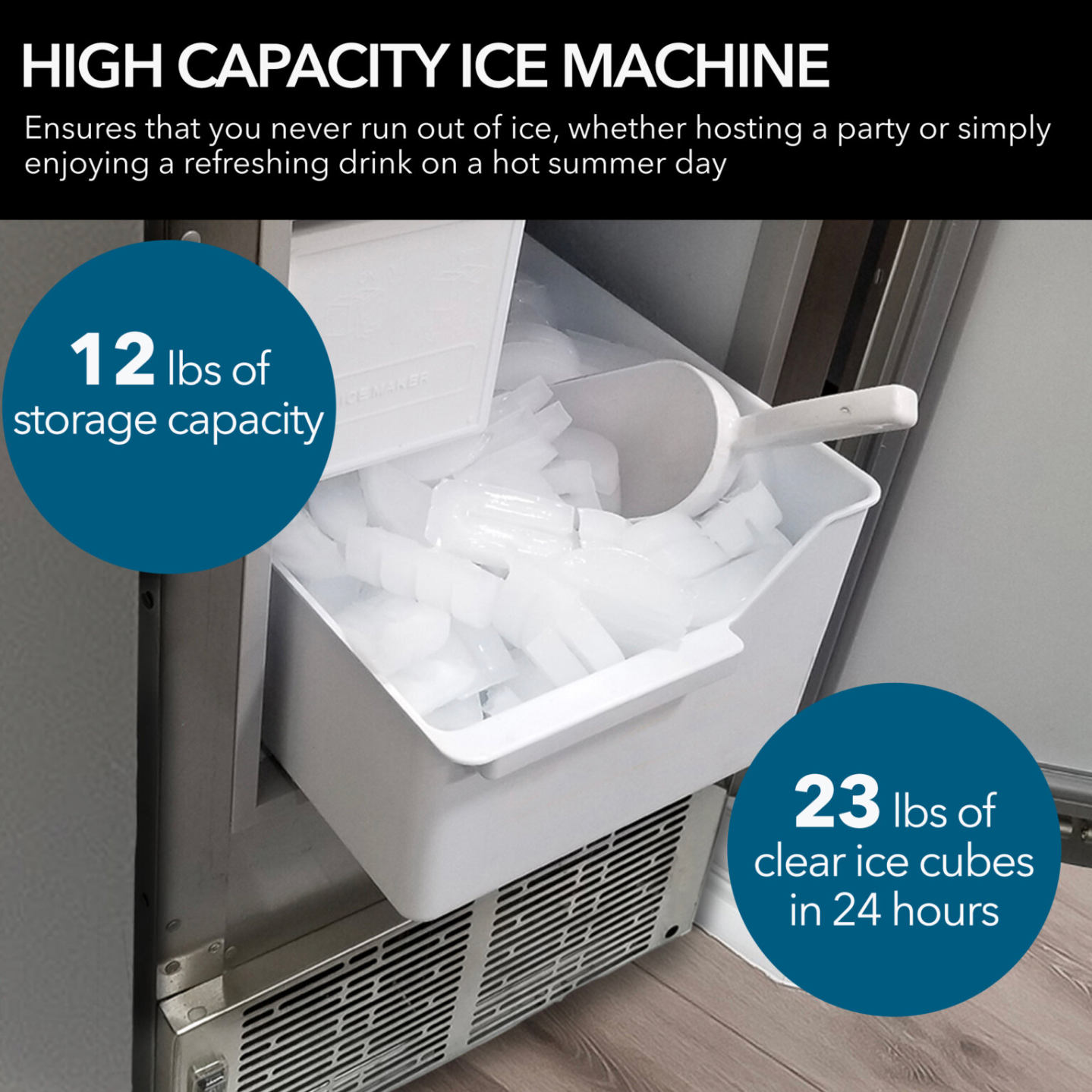 Whynter MIM14231SS 14in 23 lbs Undercounter Automatic Stainless Steel Marine Ice Maker