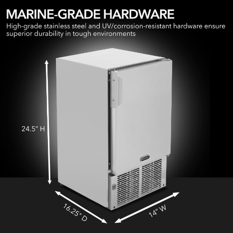 Whynter MIM14231SS 14in 23 lbs Undercounter Automatic Stainless Steel Marine Ice Maker