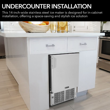 Whynter MIM14231SS 14in 23 lbs Undercounter Automatic Stainless Steel Marine Ice Maker