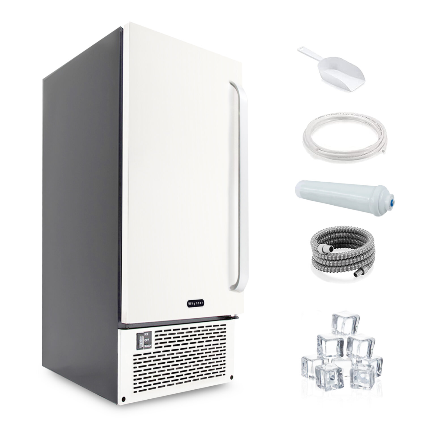 Whynter UIM 502SS 15in Built In Ice Maker 80lb Capacity Clear Ice Cube with NSF Inline Water Filter
