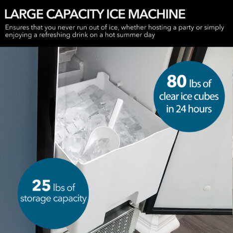 Whynter UIM 502SS 15in Built In Ice Maker 80lb Capacity Clear Ice Cube with NSF Inline Water Filter