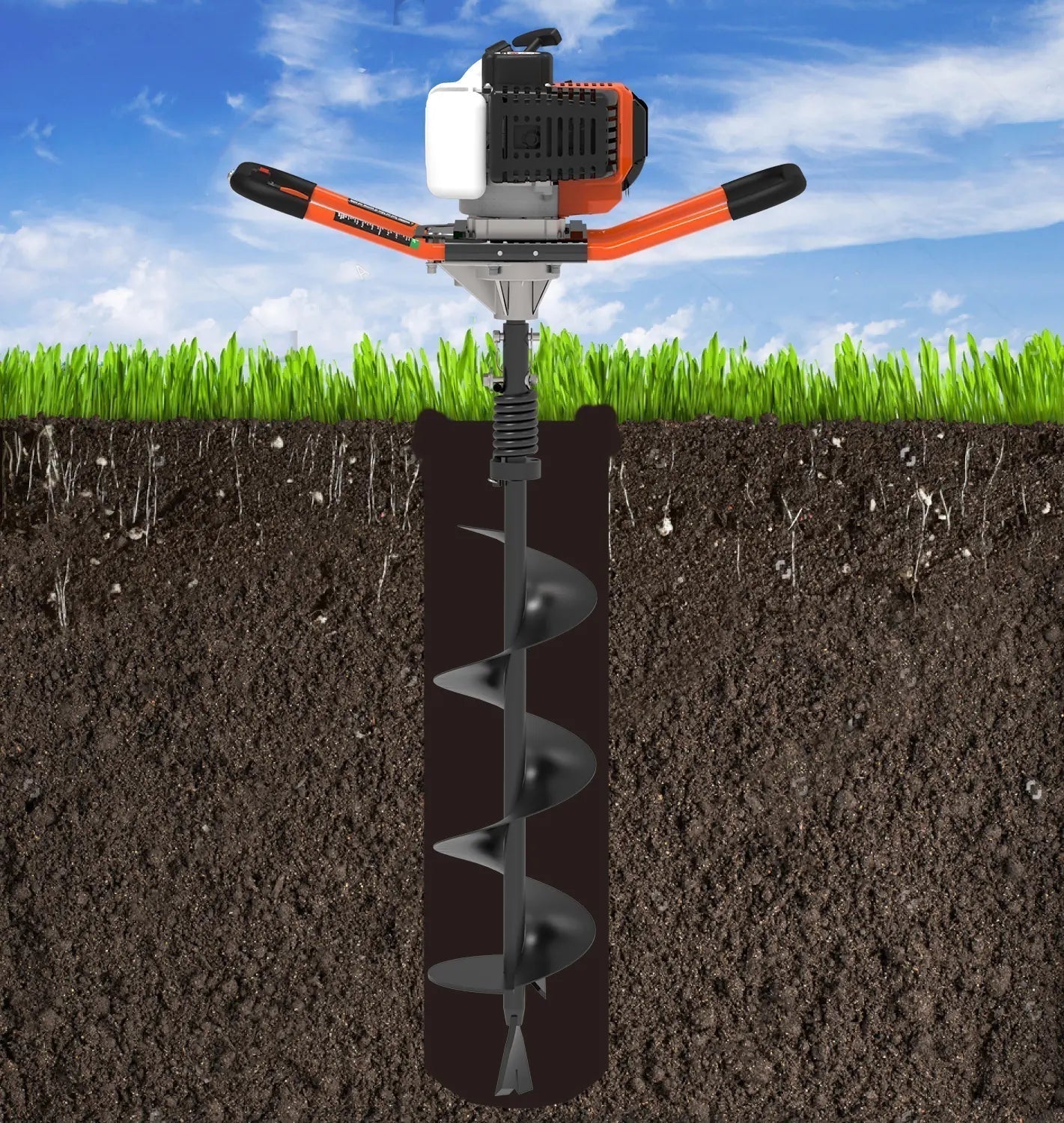 Yard Force Earth Auger 8″ Gas Powered 2-Cycle YF52-8 New