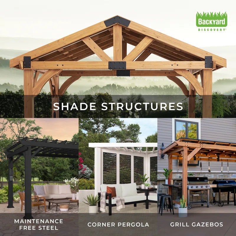 Saxony Xl 13 Ft. W X 6.5 Ft. D Solid Wood Grill Gazebo
