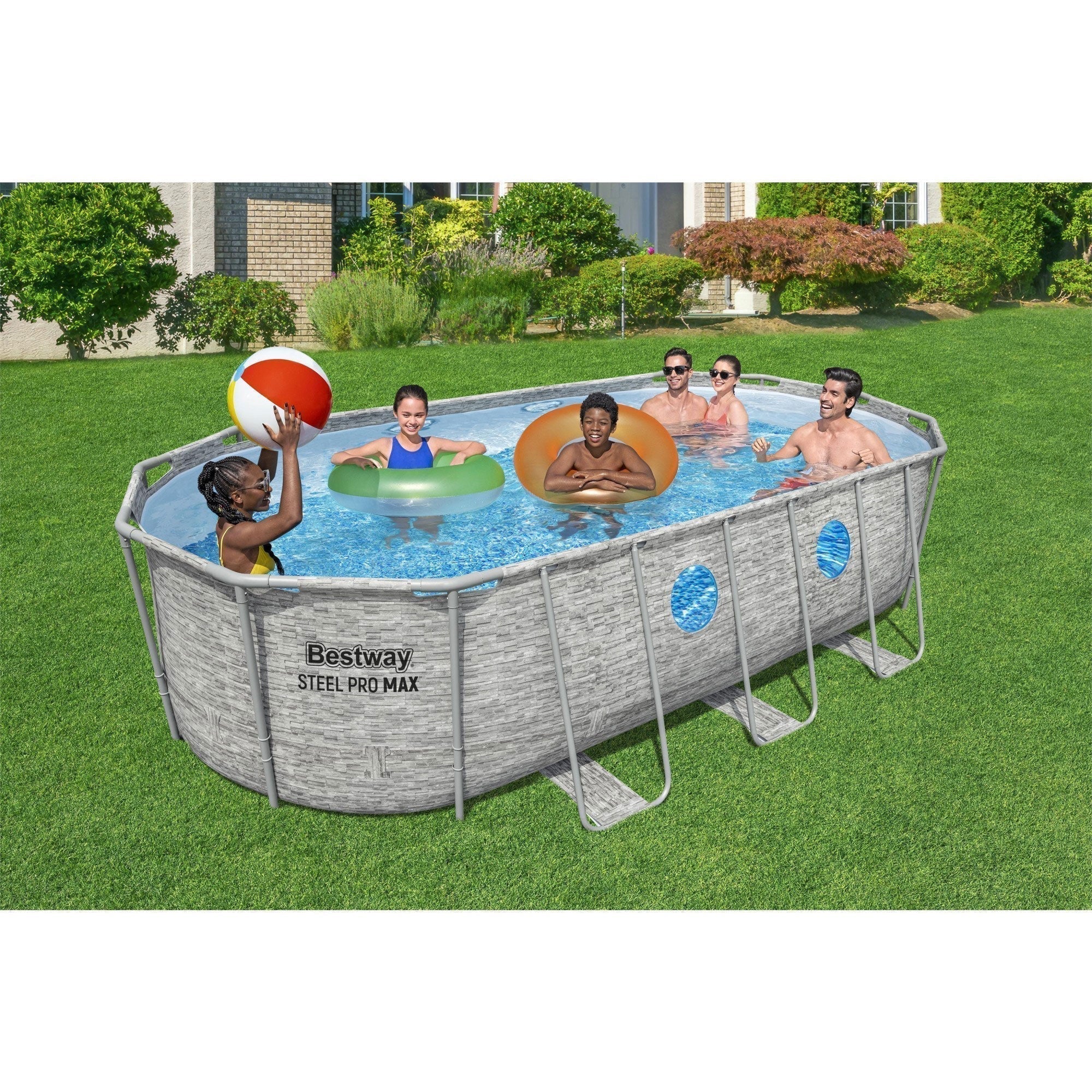 Bestway Power Steel Swim Vista 18' x 9' x 48" Above Ground Swimming Pool Set