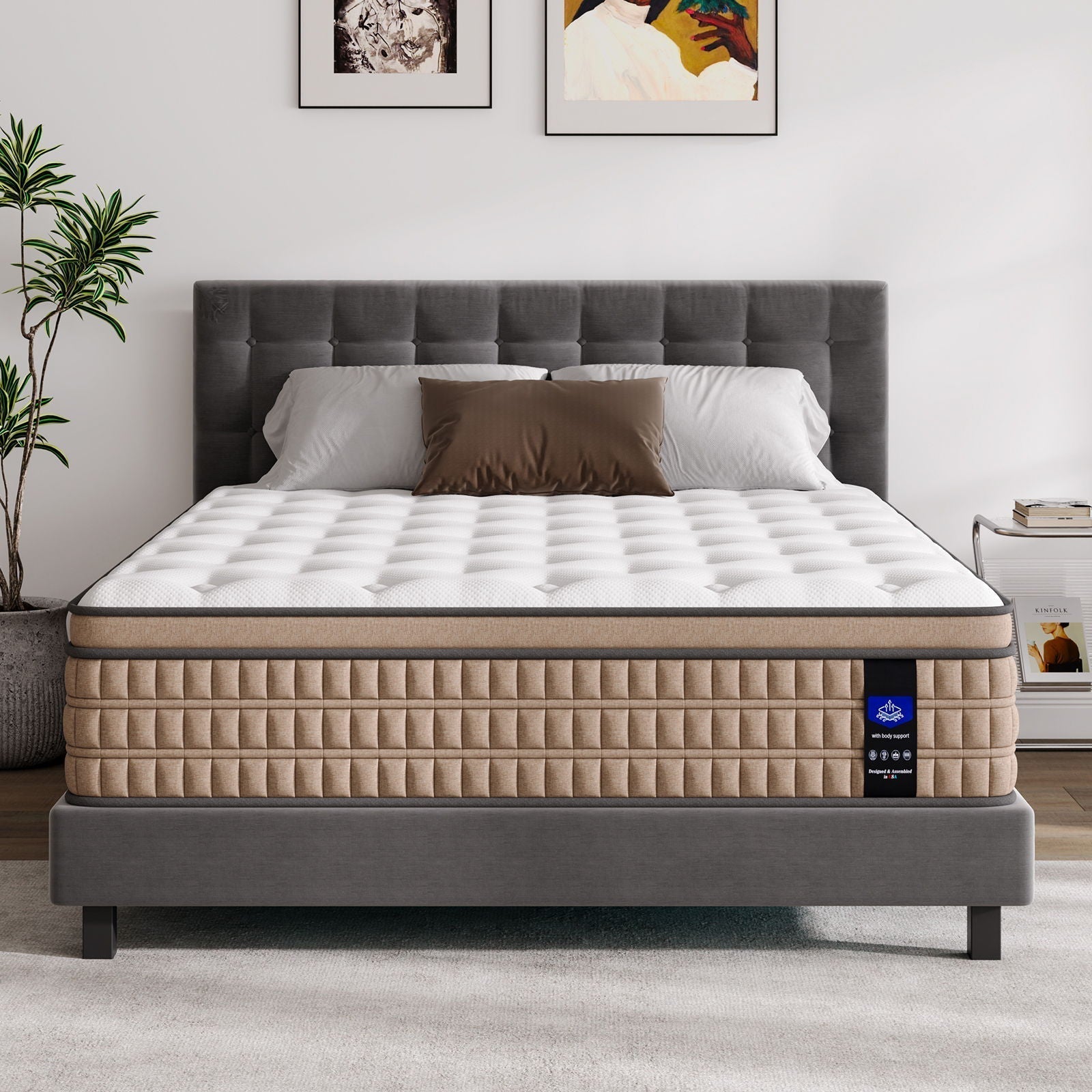 14" King Mattress Hotel Collection Hybrid Mattress With Gel Memory Foam & Pocket Springs
