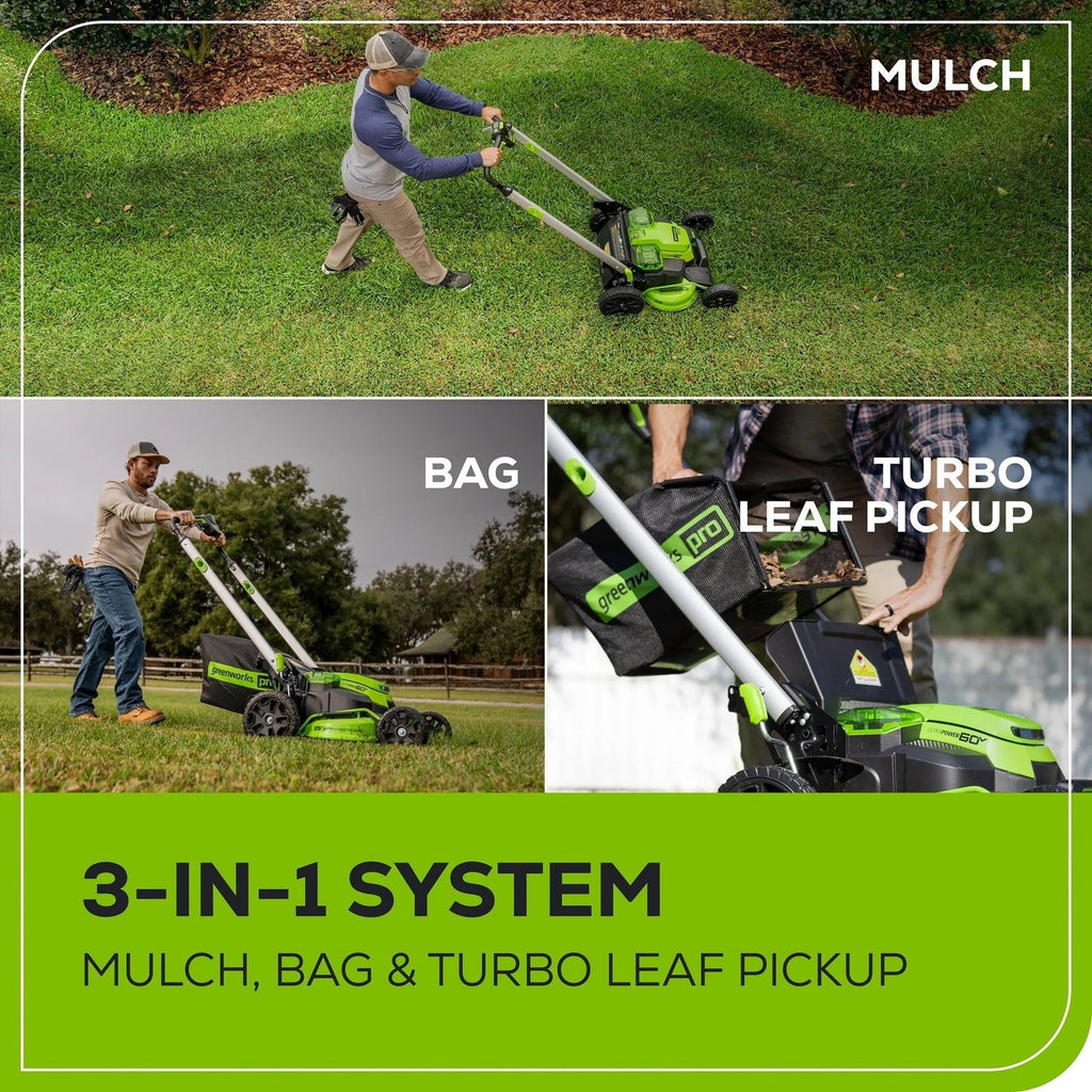 Greenworks 60V 25″ Cordless Brushless Self-Propelled Mower + Two (2) 4.0Ah Batteries & Dual Port Charger