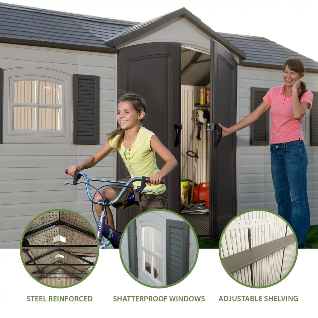 Lifetime Storage Shed: lifetime Garden Building Shed – 15′ X 8′ – Gray