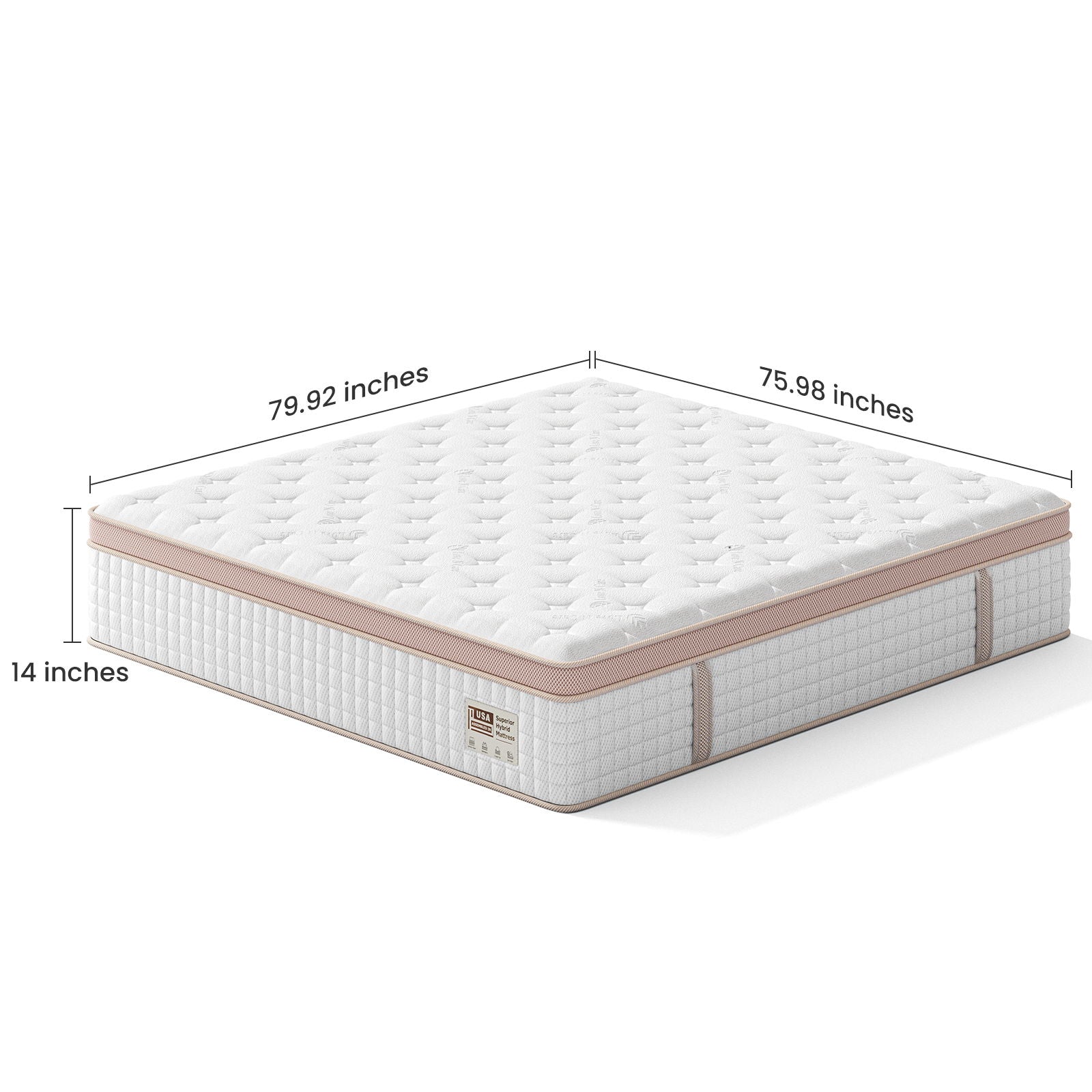 14" King Size Firm Hybrid Mattress with Gel Memory Foam and Pocket Springs