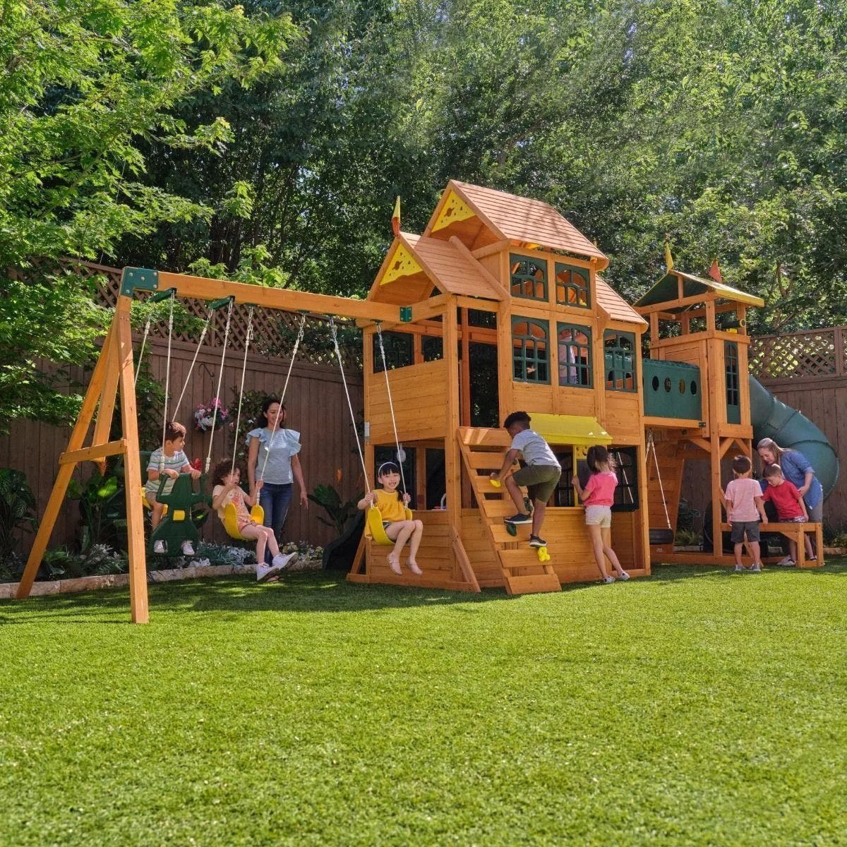 Kids Kidkraft Bear Cave Lodge Swing Set / Playset