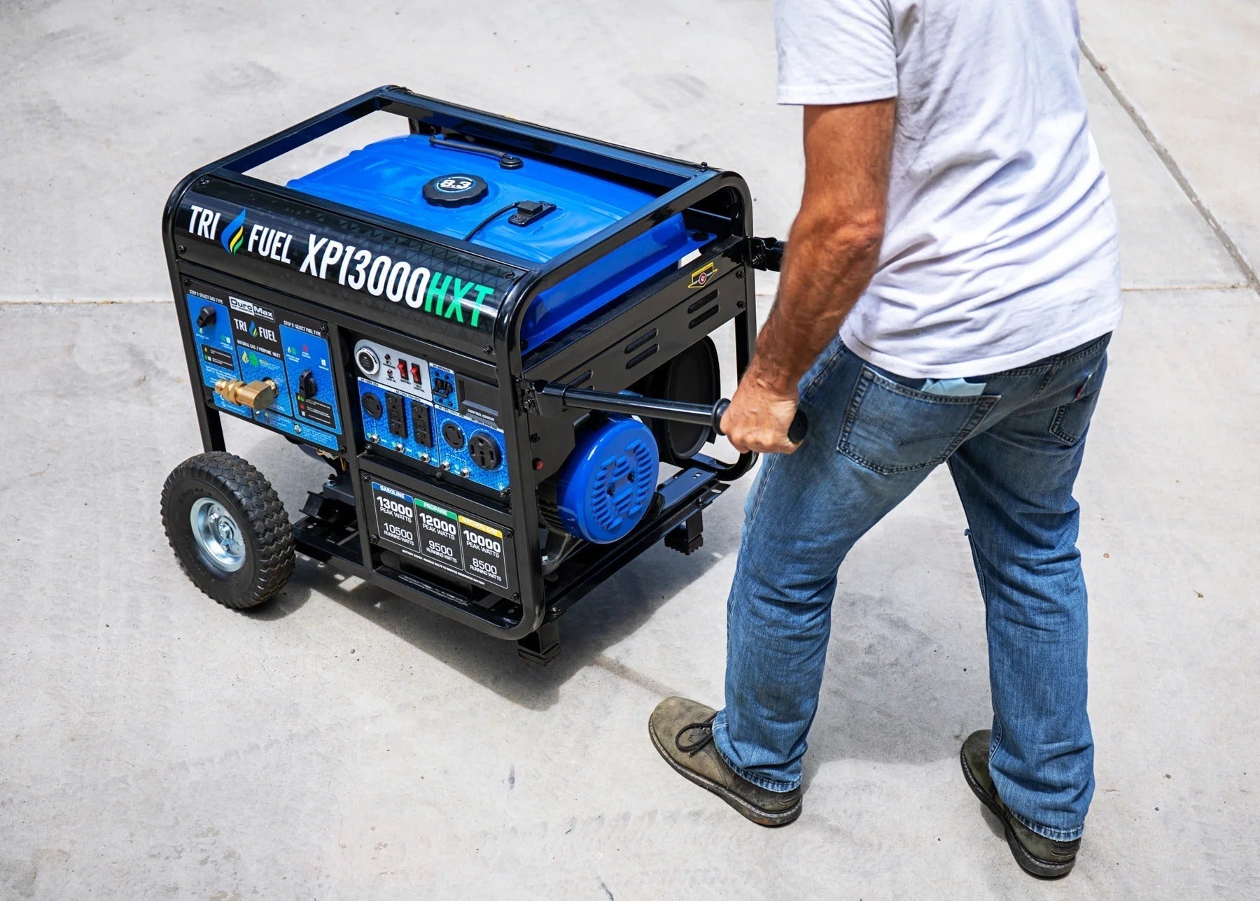 DuroMax 13000 Watt, Tri Fuel Portable Generator, w/ CO Alert