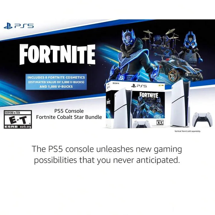 Sony PlayStation 5 Slim Console Disc Edition Fortnite Cobalt Star Bundle