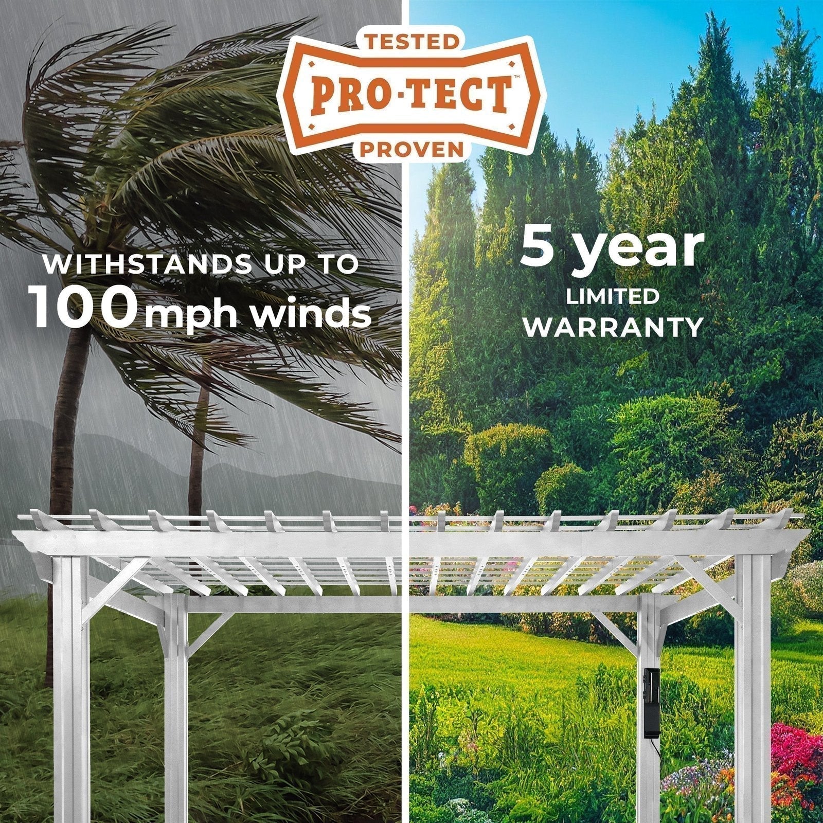 16×12 Hawthorne Traditional Steel Pergola With Sail Shade Soft Canopy