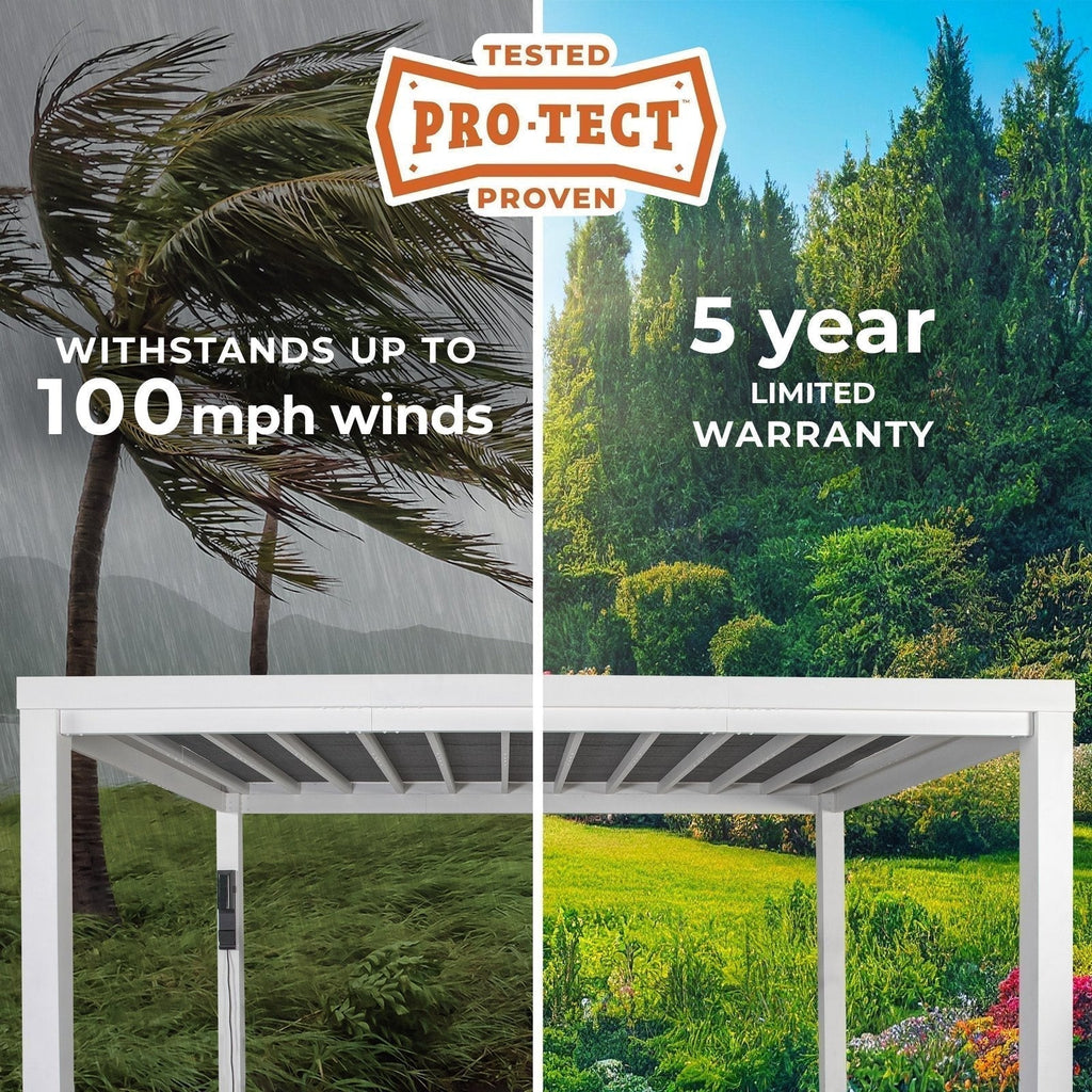 14×12 Windham Modern Steel Pergola With Sail Shade Soft Canopy
