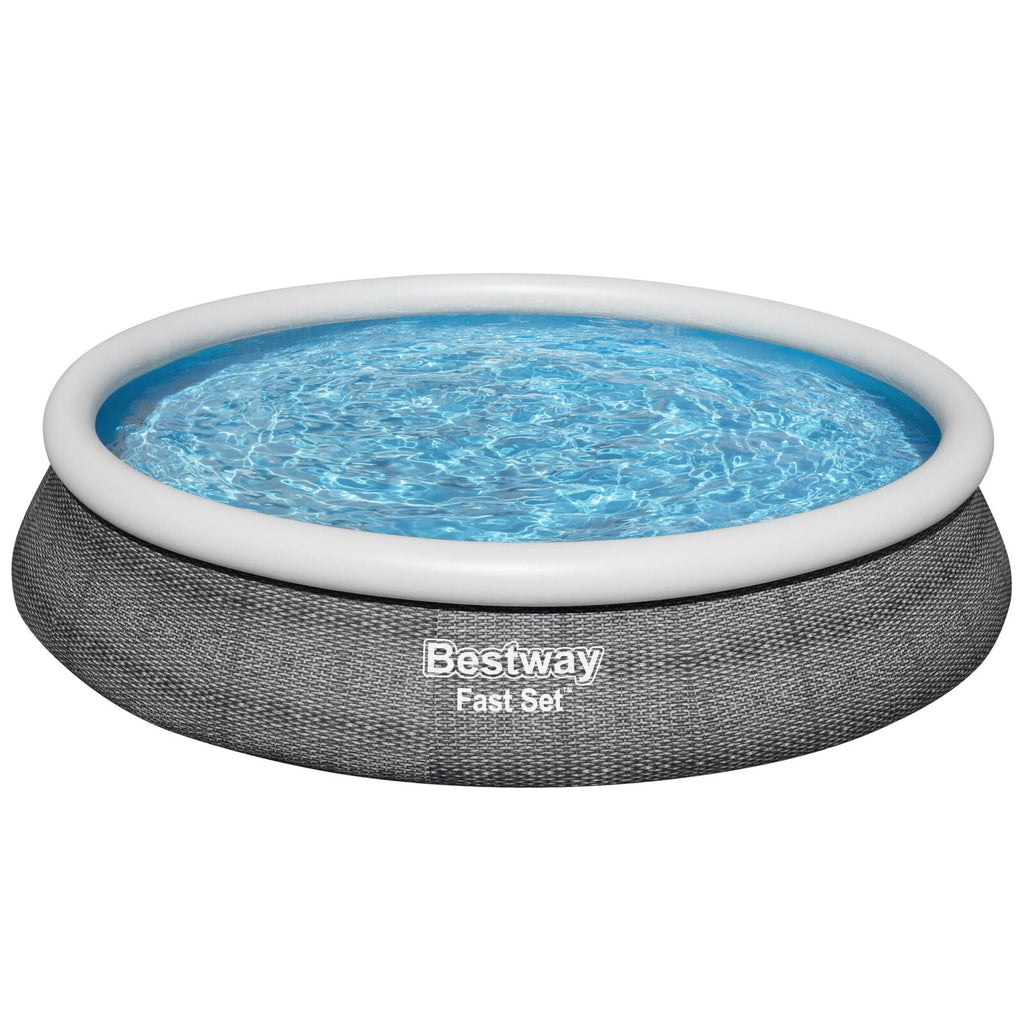 Bestway Fast Set 15’x33″ Round Inflatable Outdoor Above Ground Swimming Pool Set