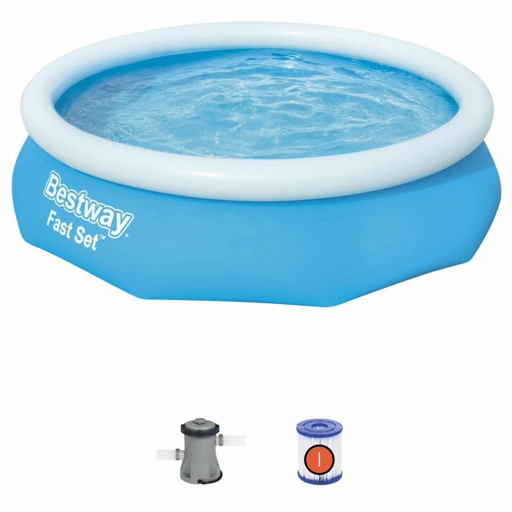 Bestway 10′ x 30″ Fast Set Inflatable Above Ground Swimming Pool w/ Filter Pump