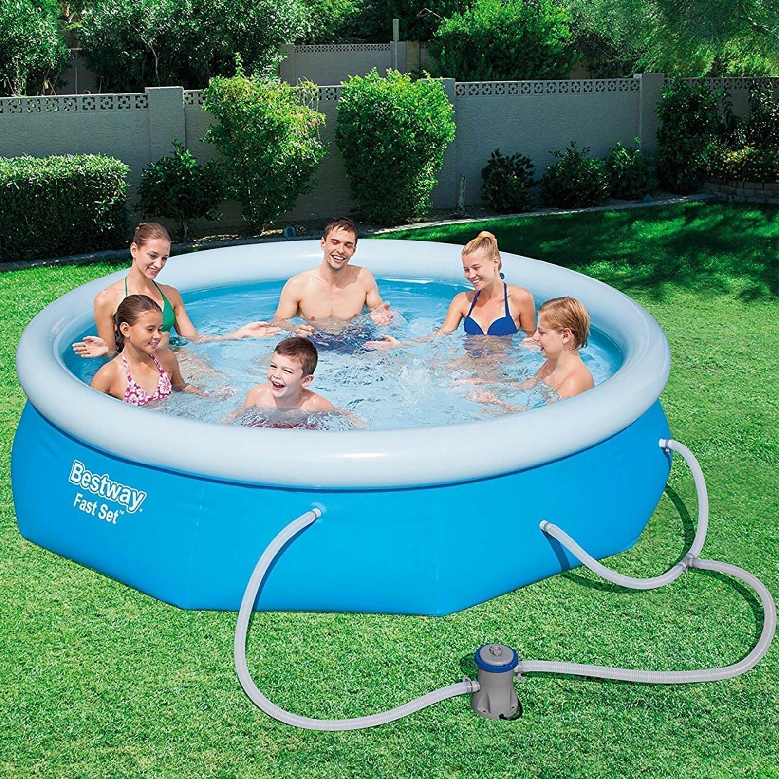 Bestway 10′ x 30″ Fast Set Inflatable Above Ground Swimming Pool w/ Filter Pump