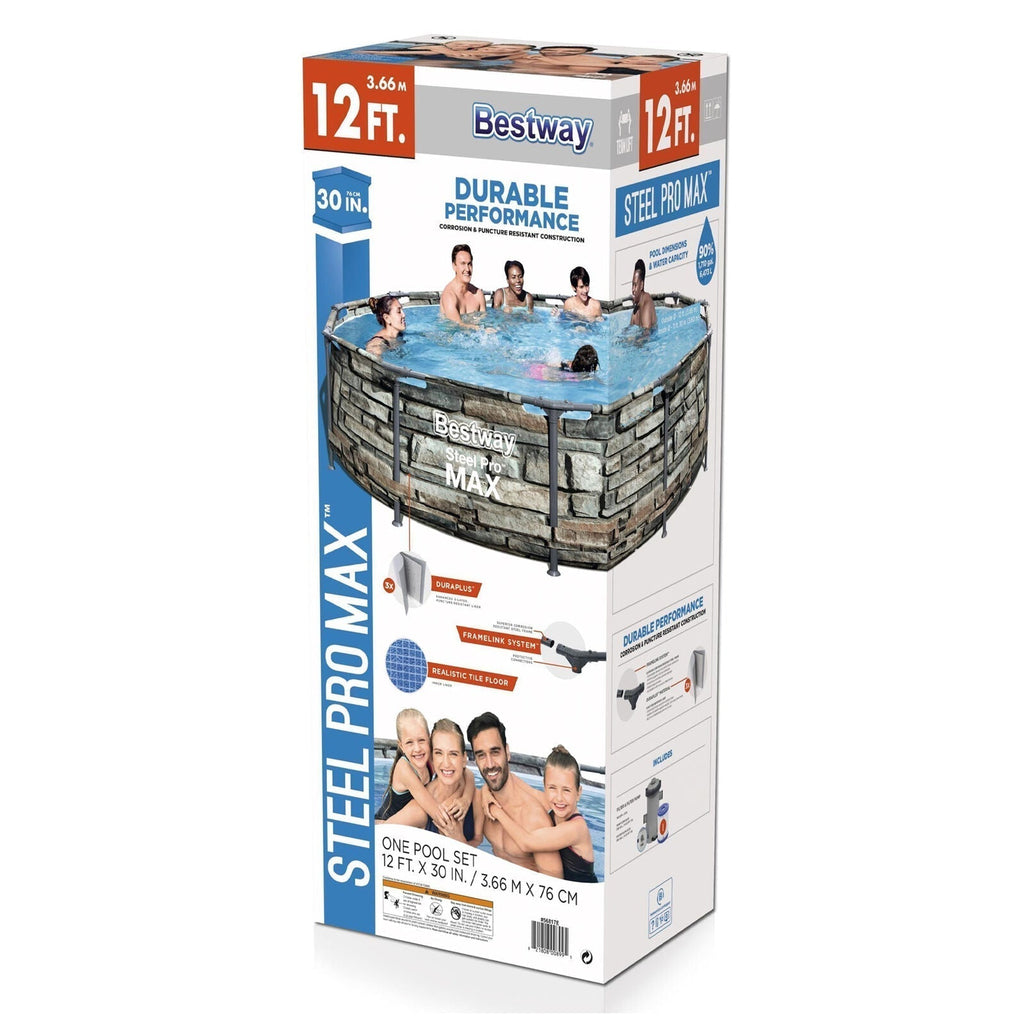 Bestway  12′ x 30″ Steel Pro Max Round Above Ground Swimming Pool