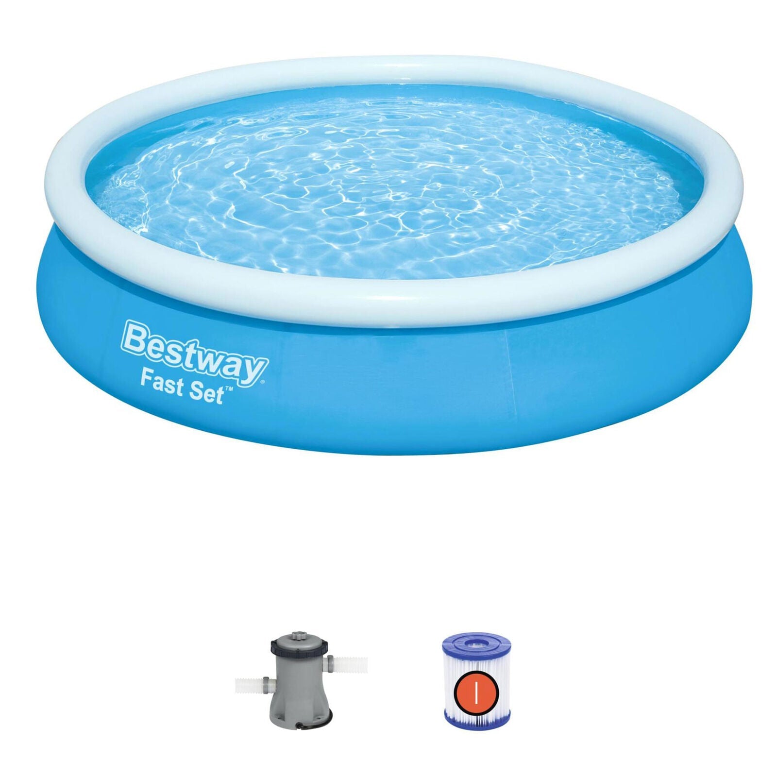 Bestway Fast Set Up 12ft x 30in Inflatable Above Ground Pool with Pump & Filter