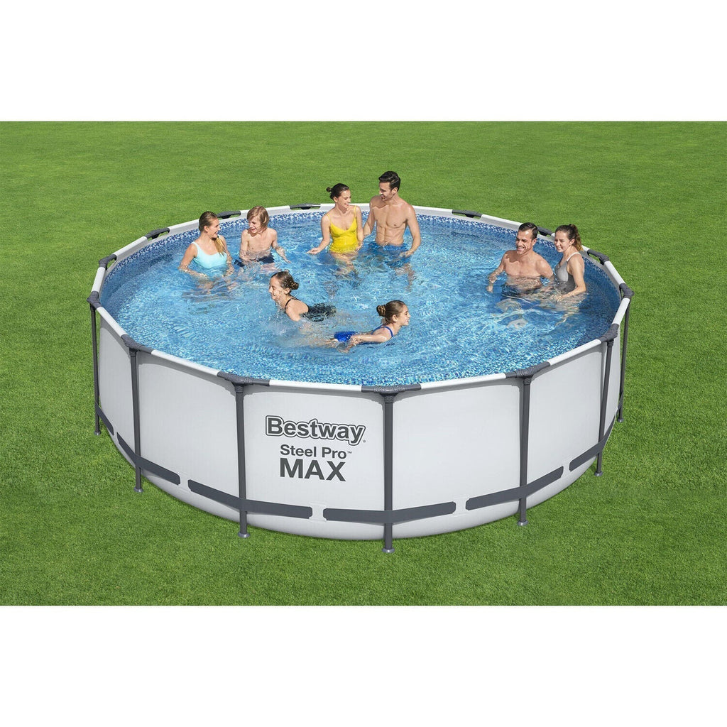 Bestway Steel Pro MAX 15’x48″ Round Above Ground Swimming Pool with Pump & Cover