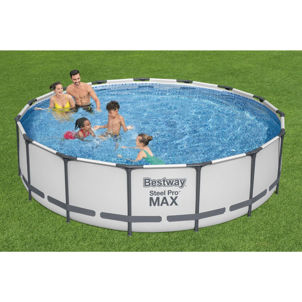 Bestway Steel Pro MAX 15’x42″ Round Above Ground Swimming Pool with Pump & Cover