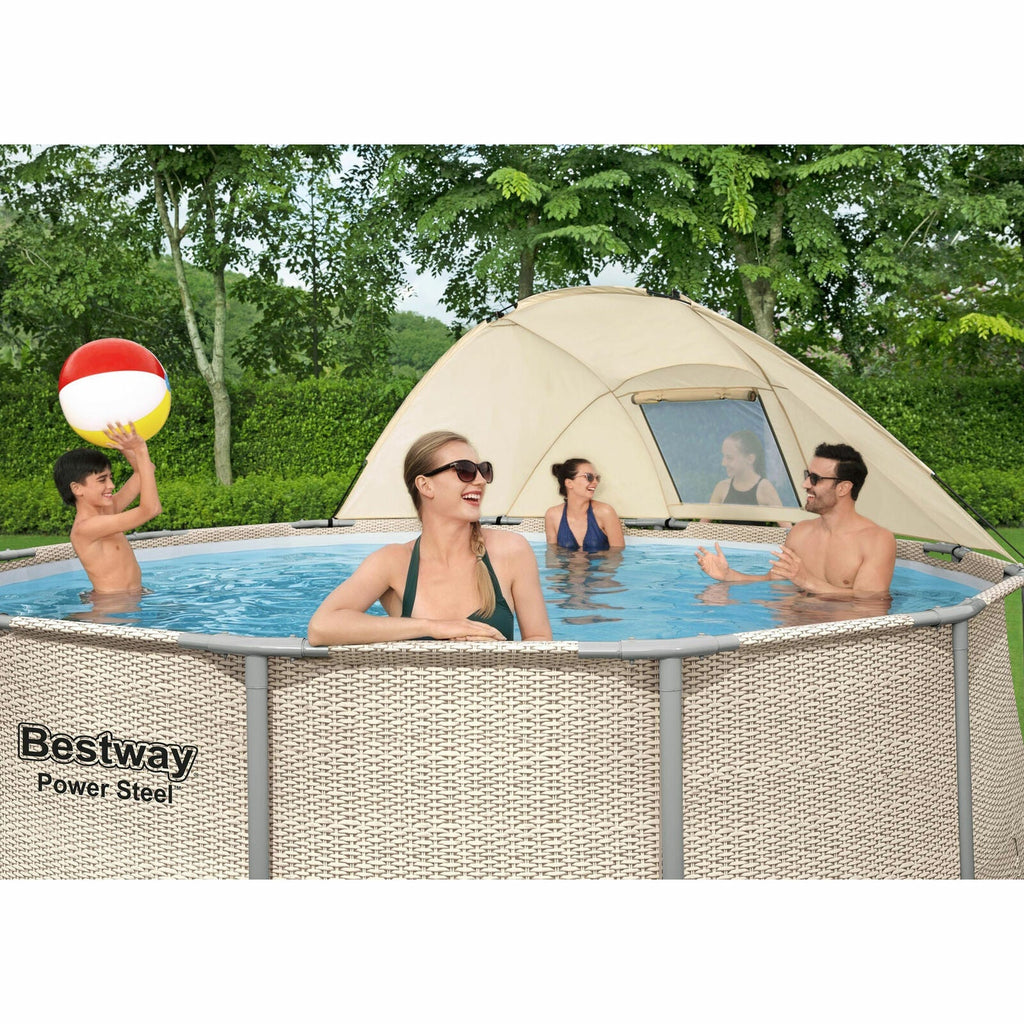 Bestway Power Steel 13′ x 42″ Above Ground Outdoor Swimming Pool Set with Canopy