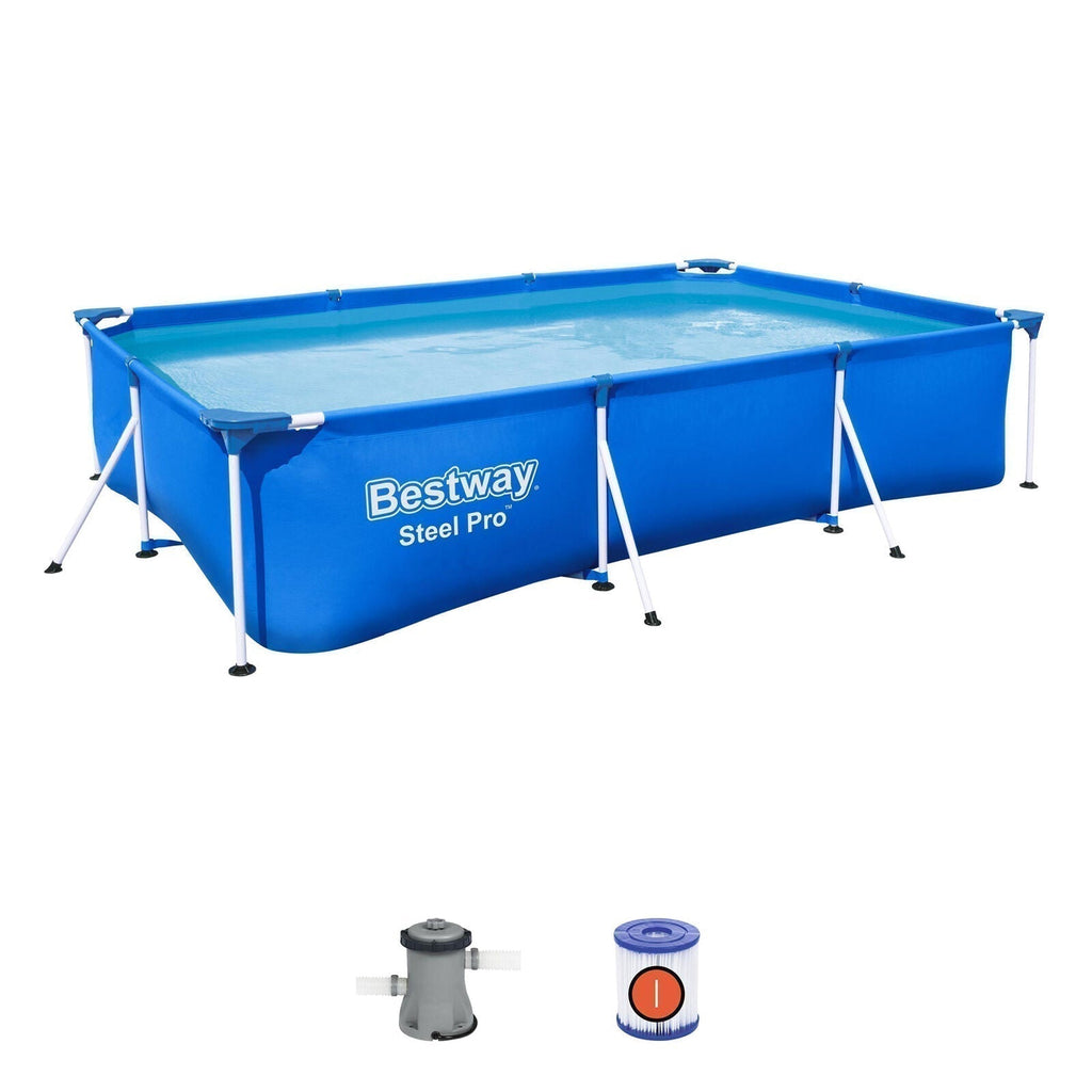 Bestway Steel Pro 9.8′ x 6.6′ x 26″ Rectangular Above Ground Swimming Pool Set
