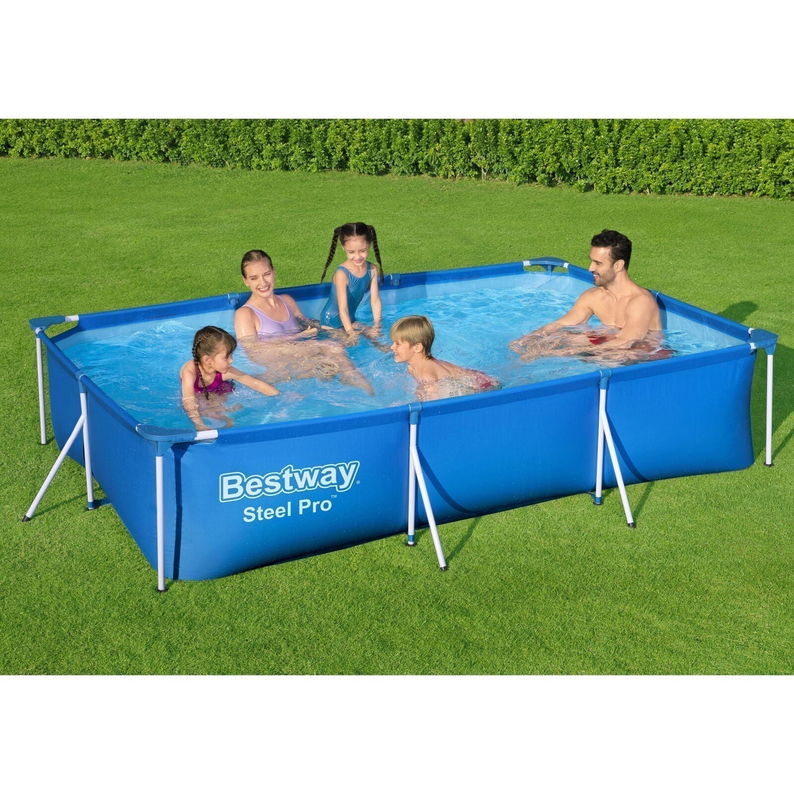 Bestway Steel Pro 9.8′ x 6.6′ x 26″ Rectangular Above Ground Swimming Pool Set