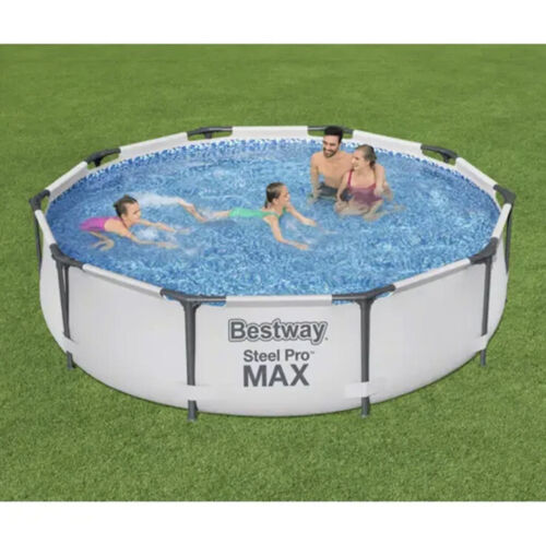 Bestway 12′ x 30″ Steel Pro Frame Max Round Above Ground Swimming Pool with Pump