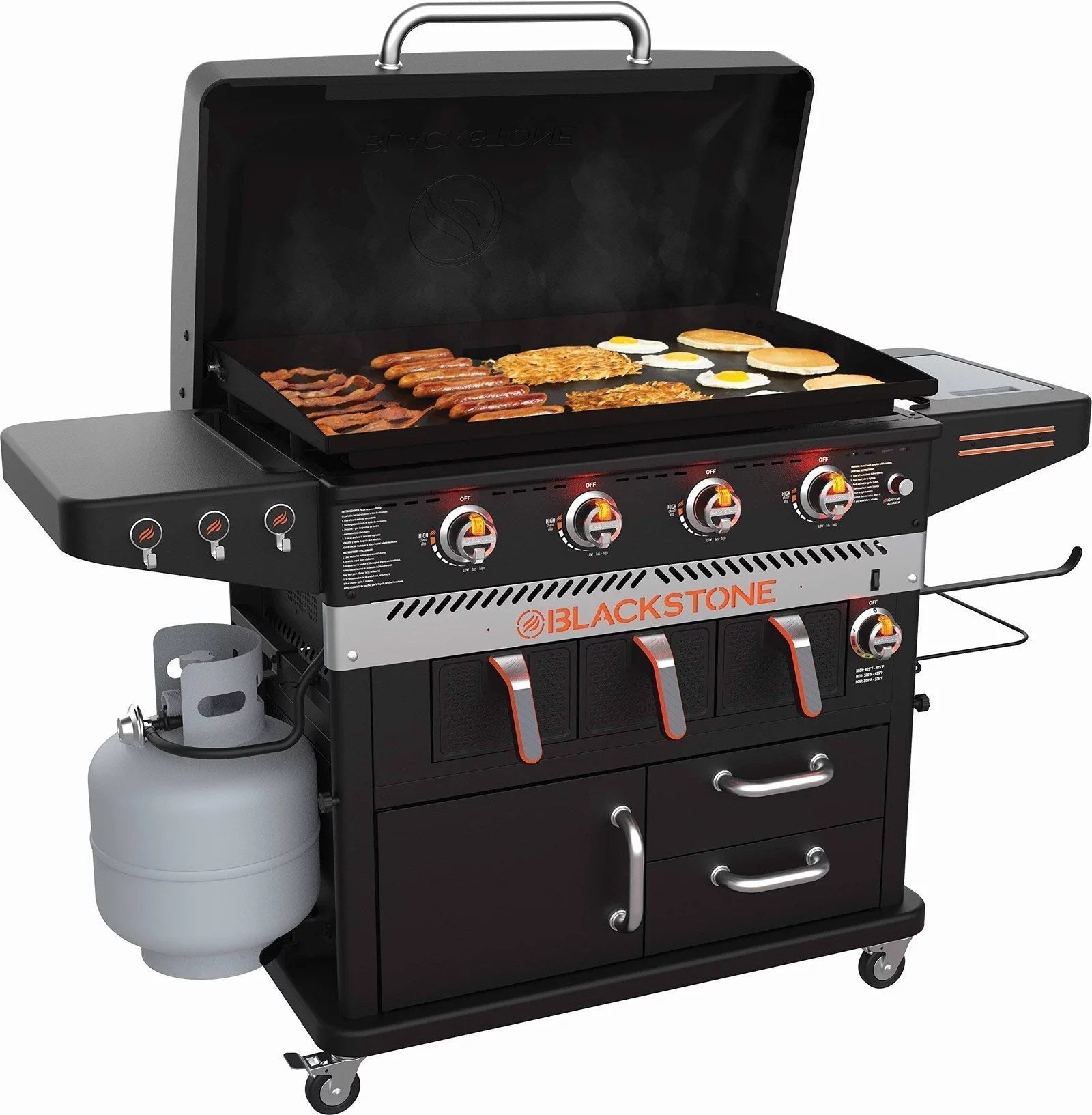 Blackstone 1923 36 inch 4 Burner Griddle with Air Fryer – Black