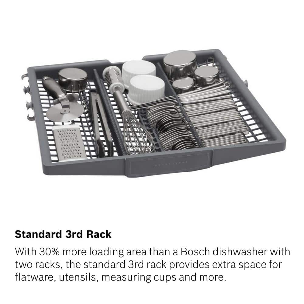 Bosch  300 Series 24 in. Stainless Steel Front Control Tall Tub Dishwasher with Stainless Steel Tub and 3rd Rack, 44dBA