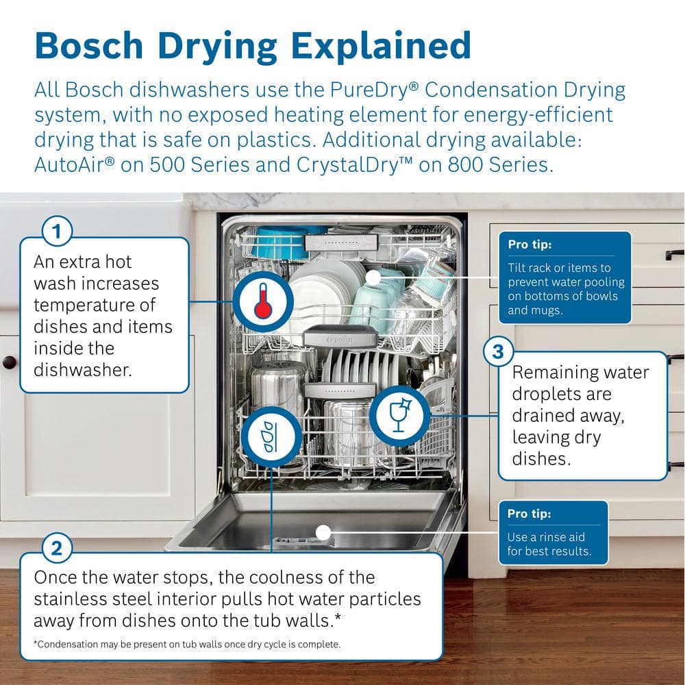 Bosch  300 Series 24 in. Stainless Steel Front Control Tall Tub Dishwasher with Stainless Steel Tub and 3rd Rack, 44dBA